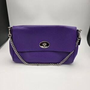 Coach Purple Clutch with Silver Chain
